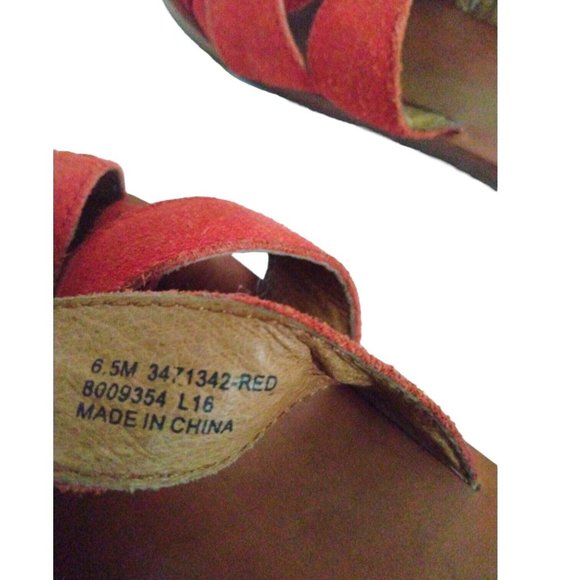 Frye Womens Carla Criss Cross Red Suede Leather Sandals Slides Flip Flops 6.5 M - Picture 10 of 12